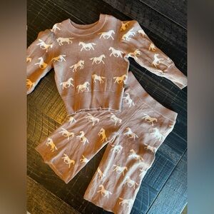 Horse Print Toddler Sweater Set